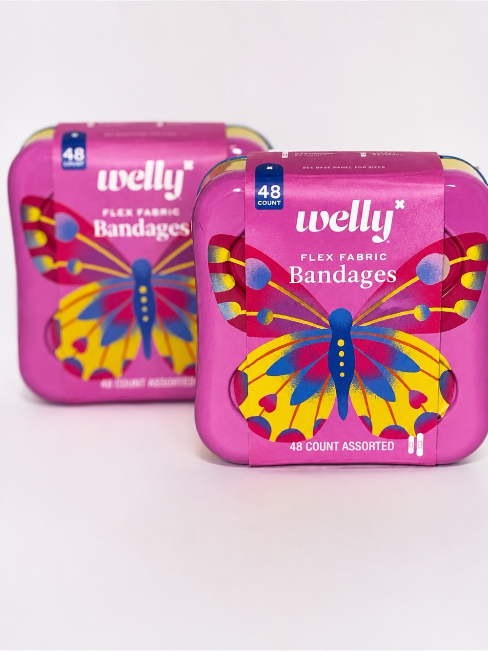 Welly Butterfly Bandages 48 (X2) Count Flex Fabric Pink Travel Kits (2)